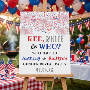Red, White & Who? 4th Of July Gender Reveal Party Foam Board