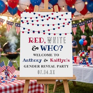 Red, White & Who? 4th Of July Gender Reveal Party Foam Board