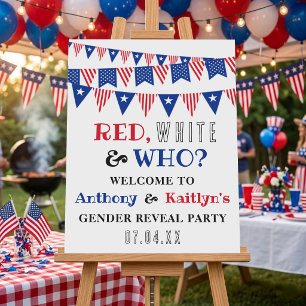 Red, White & Who? 4th Of July Gender Reveal Party Foam Board