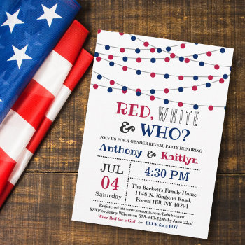 Red  White & Who? 4th Of July Gender Reveal Party Invitation by Invitation_Republic at Zazzle
