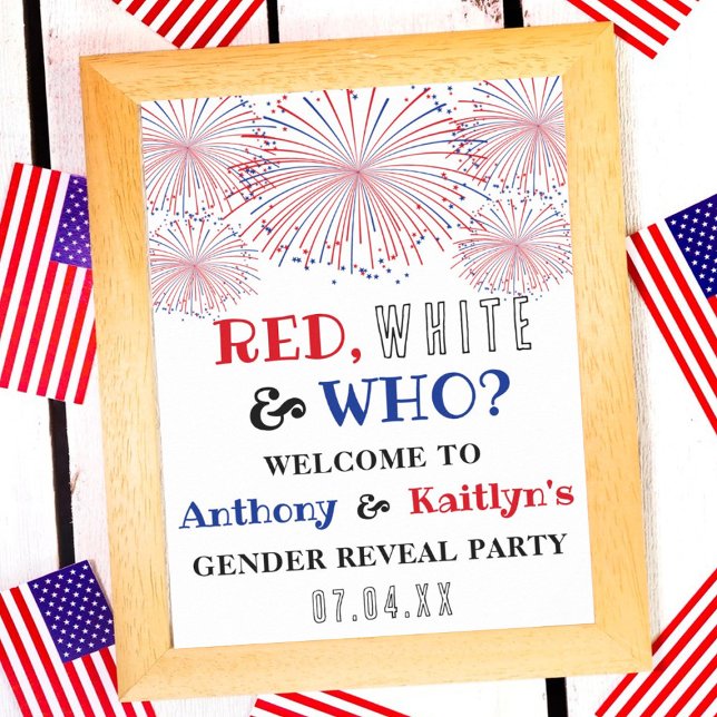 Red, White & Who? 4th Of July Gender Reveal Party Poster (Creator Uploaded)