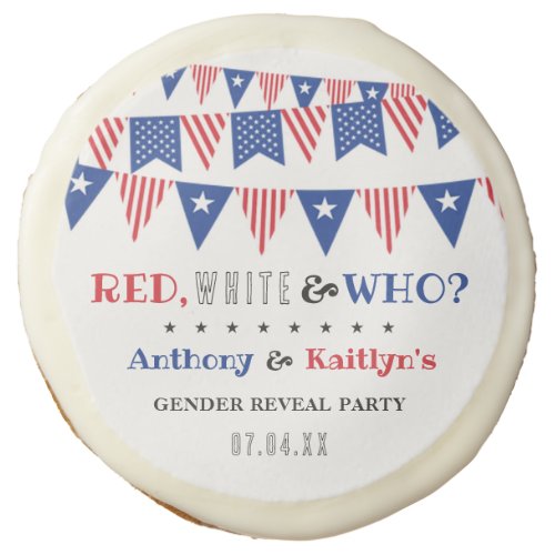 Red White  Who 4th Of July Gender Reveal Party Sugar Cookie