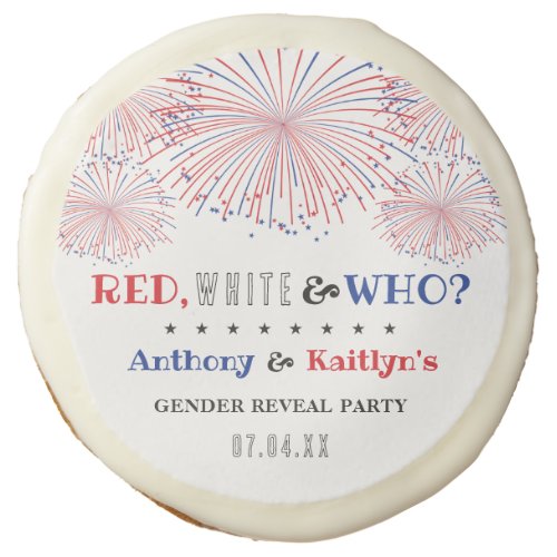 Red White  Who 4th Of July Gender Reveal Party Sugar Cookie