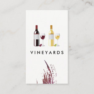 Red White Wine Bottle and Glasses Business Card