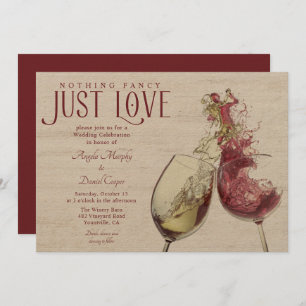 Red White Wine Dance Just Love Wedding Celebration Invitation