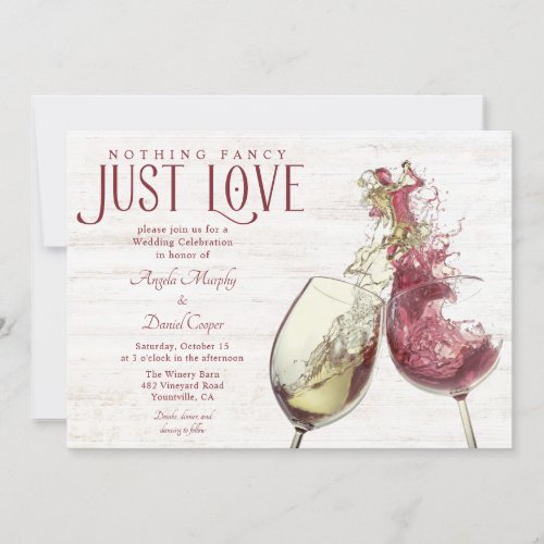 Red White Wine Dance Just Love Wedding Celebration Invitation