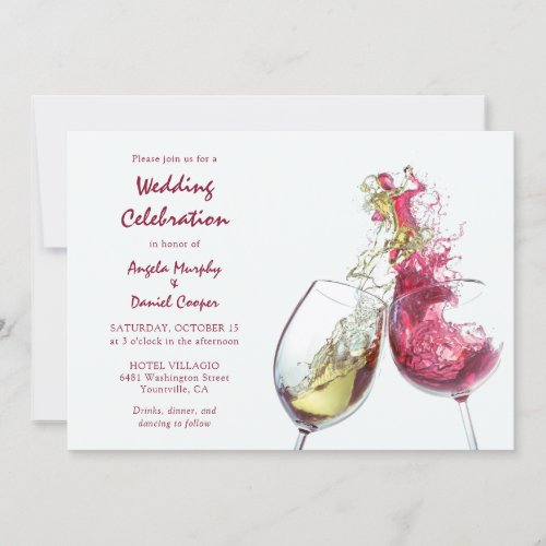 Red White Wine Dance Wedding Celebration Invitation