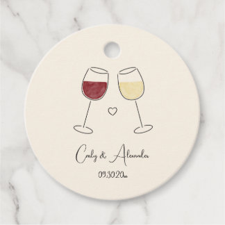 Red White Wine Glass Cheers Wedding Engagement Favor Tags