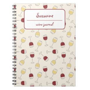 Red White Wine Glass Journal Personalized Notebook