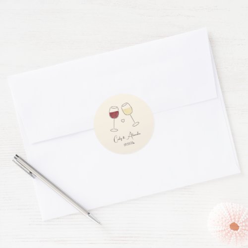 Red White Wine Glass Wedding Favor Envelope