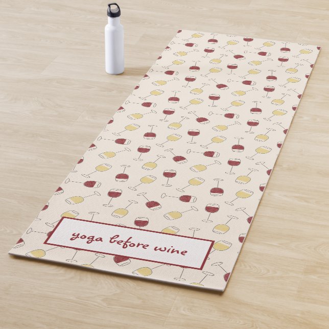 Red White Wine Glass Yoga Before Wine Yoga Mat (In Situ)