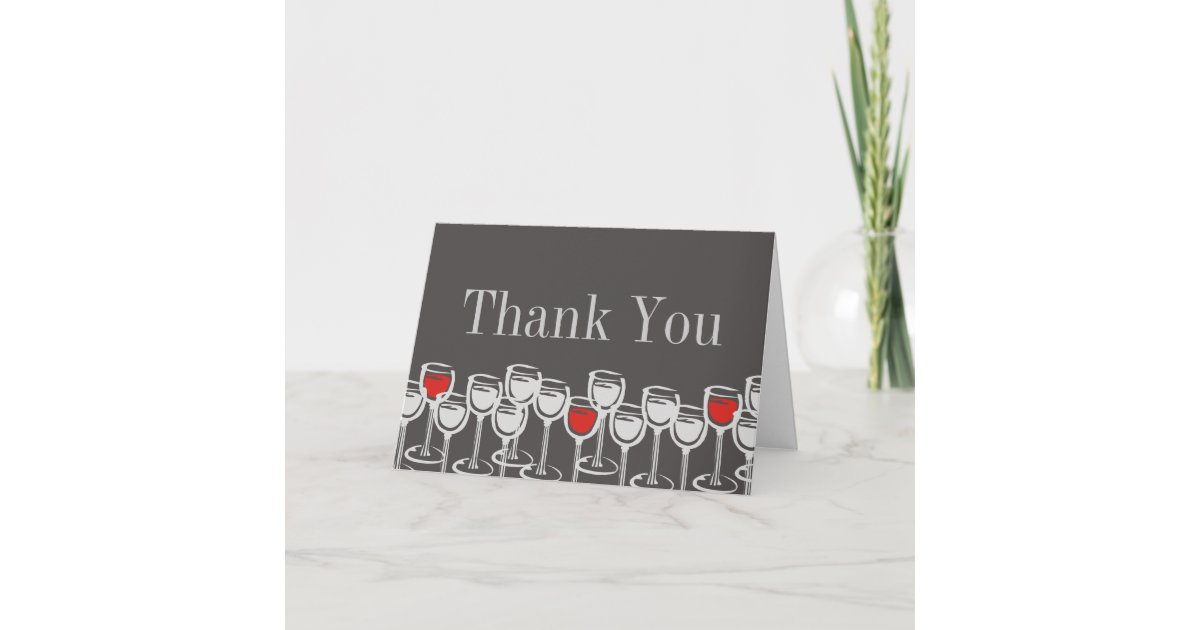 red white wine glasses thank you note card invi... Zazzle