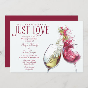 Red White Wine Nothing Fancy Just Love Wedding Invitation
