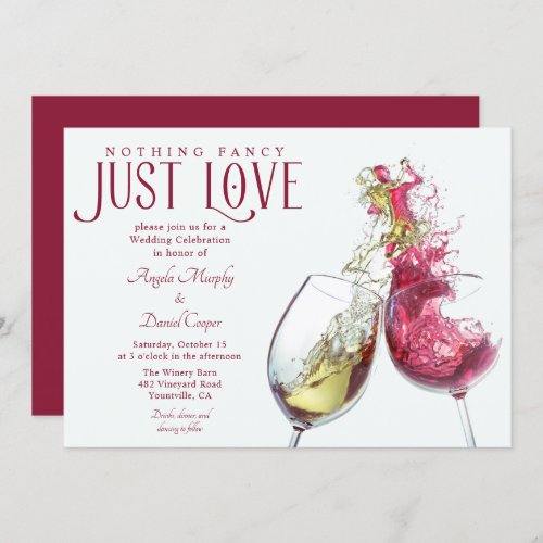 Red White Wine Nothing Fancy Just Love Wedding Invitation