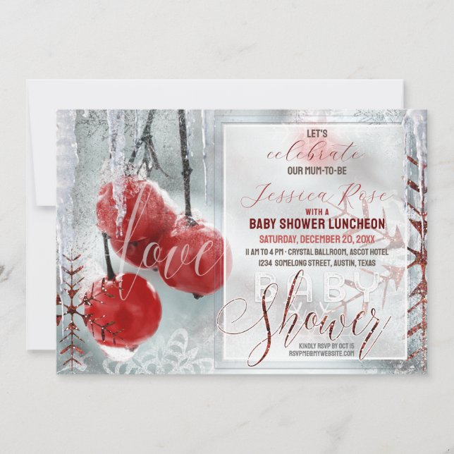 Red White Winter Love Magic Baby Shower Invitation (Front)