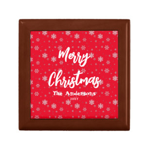 Red & White Winter Modern Elegant Merry Christmas Gift Box