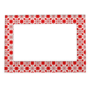Red White Winter Pattern For Christmas Decor Magnetic Frame