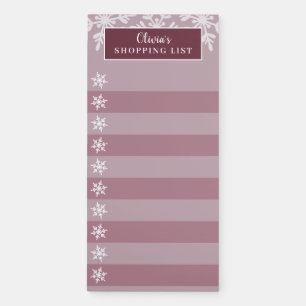 Red White Winter Snowflake Checklist Magnetic Notepad