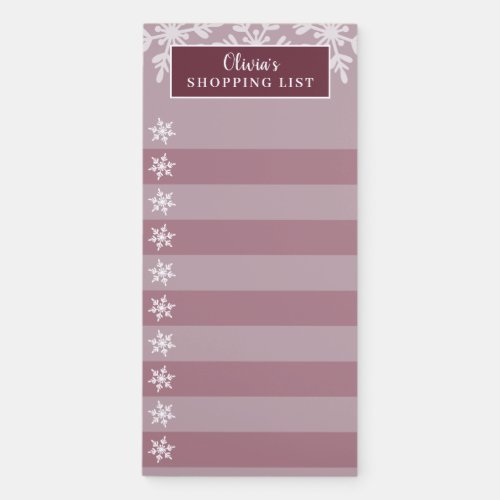 Red White Winter Snowflake Checklist Magnetic Notepad