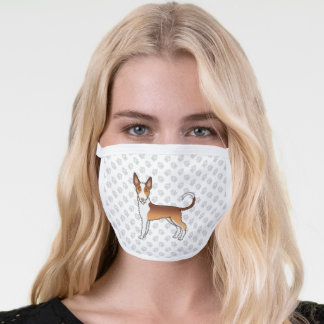 Red &amp; White Wire Haired Ibizan Hound Cartoon Dog Face Mask