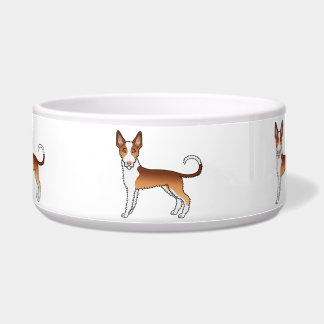 Red &amp; White Wire Haired Ibizan Hound Cartoon Dogs Bowl