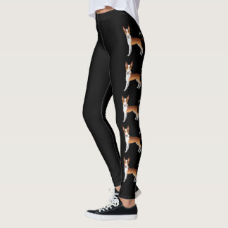 Red &amp; White Wire Haired Ibizan Hound Cartoon Dogs Leggings