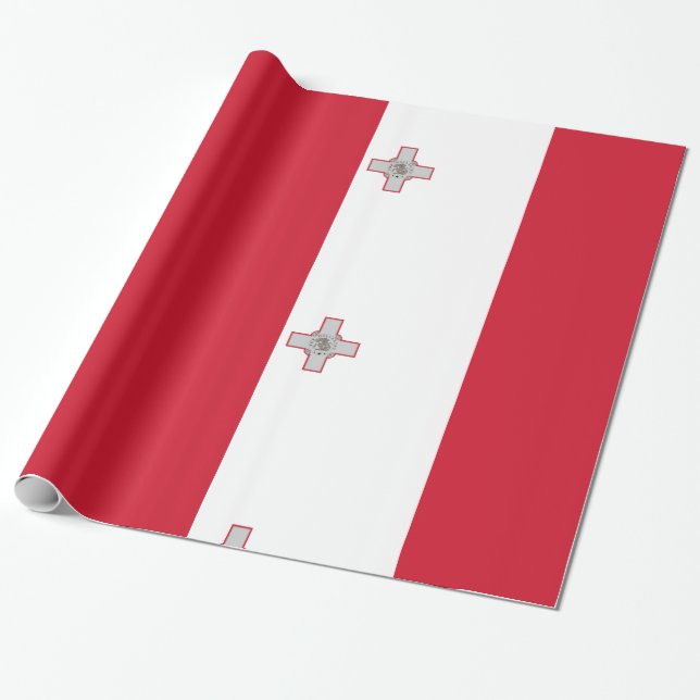 Red White with Malta seal Wrapping Paper (Unrolled)