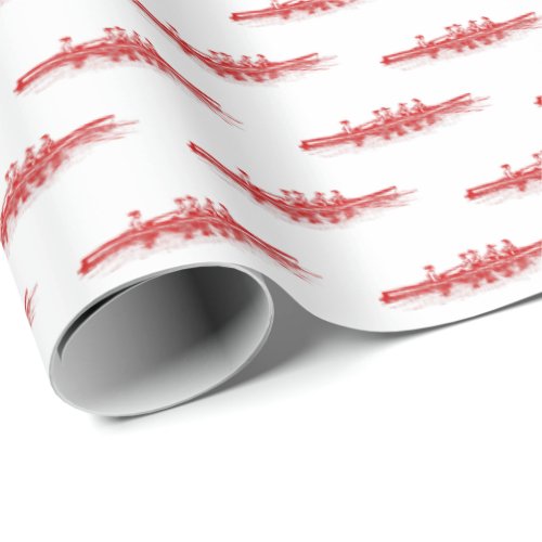 Red White Women Rowing Rowers Crew Team Sports Wrapping Paper