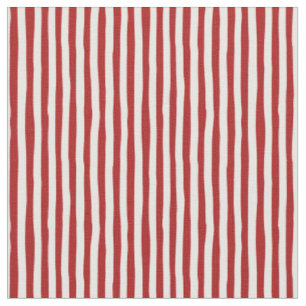 Red & White Wonky Stripes Fabric