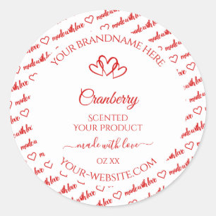 Red White Word Cloud Product Labels Cute Hearts