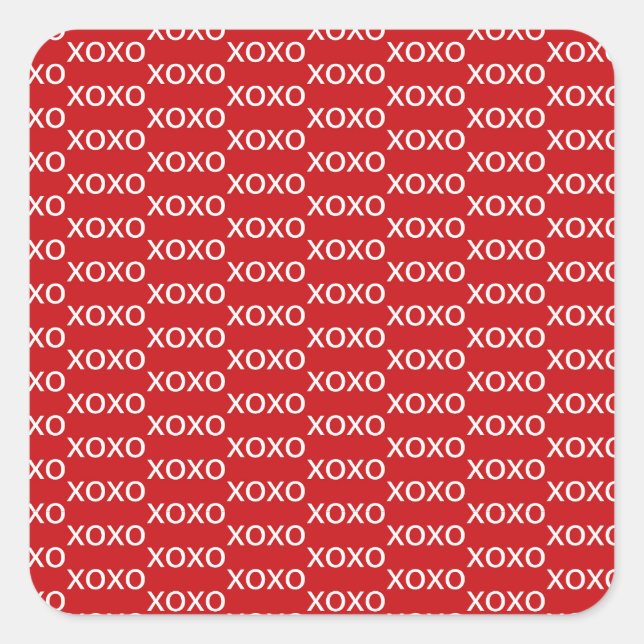 Red & White xoxo Valentine's Party Square Sticker (Front)