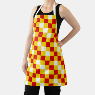 Red White Yellow Checkered Pattern Design Apron