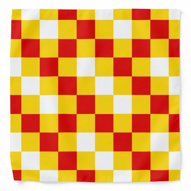 Red White Yellow Checkered Pattern Design  Bandana (Front)