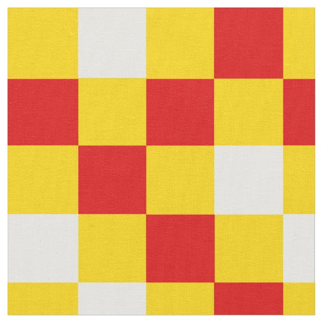 Red White Yellow Checkered Pattern Design  Fabric (Close Up)