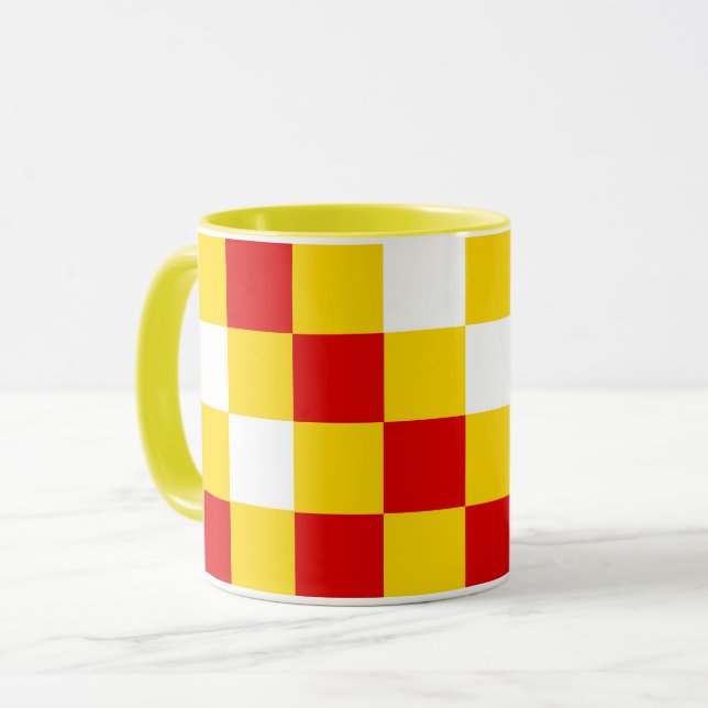 Red White Yellow Checkered Pattern Design  Mug (Front Left)