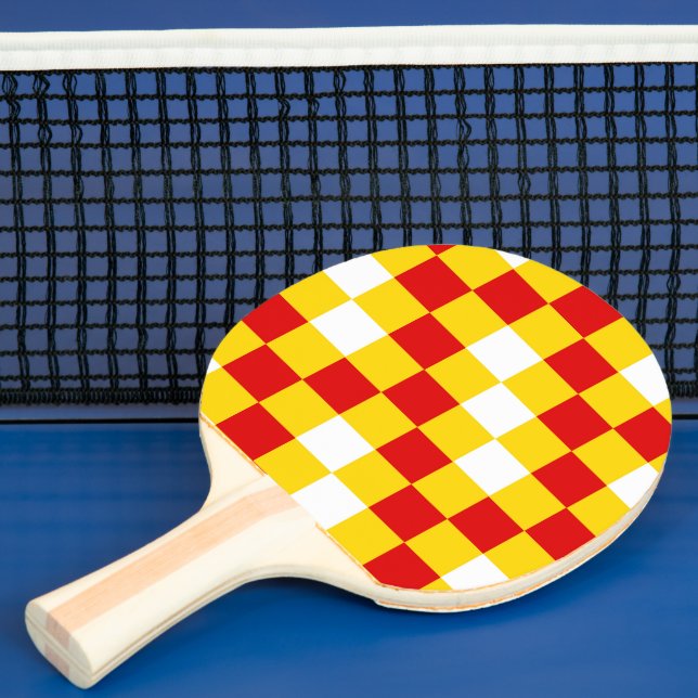 Red White Yellow Checkered Pattern Design  Ping Pong Paddle (Insitu)