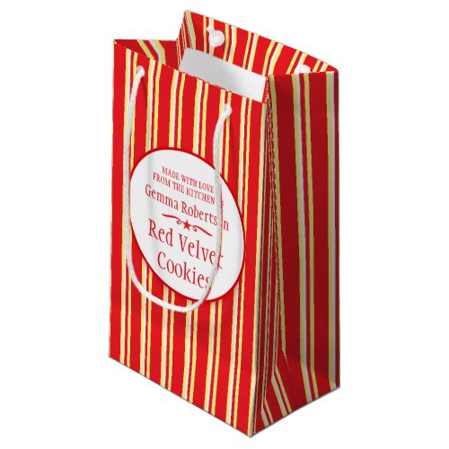 Red white yellow stripe cookie swap baking bags