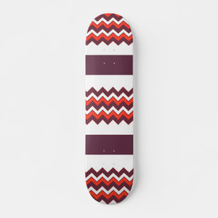 Red White Zigzag Chevron Striped Pattern Skateboard