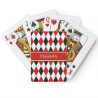 Red Wht Black Harlequin Red Ribbon Name Monogram