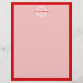 Red Wht Greek Key Rnd Frame Initial Monogram (Front)