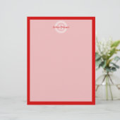 Red Wht Greek Key Rnd Frame Initial Monogram (Standing Front)