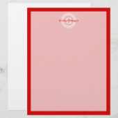 Red Wht Greek Key Rnd Frame Initial Monogram (Front/Back)