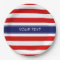 Red Wht Horiz Stripe Navy Blue Name Monogram
