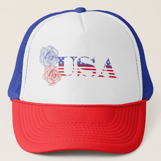Red, Whte and Blue Patriotic Baseball Cap (Front)