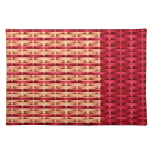 Red wicker retro stripes graphic design placemat