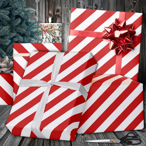 Red Wide Stripe Holiday Wrapping Paper