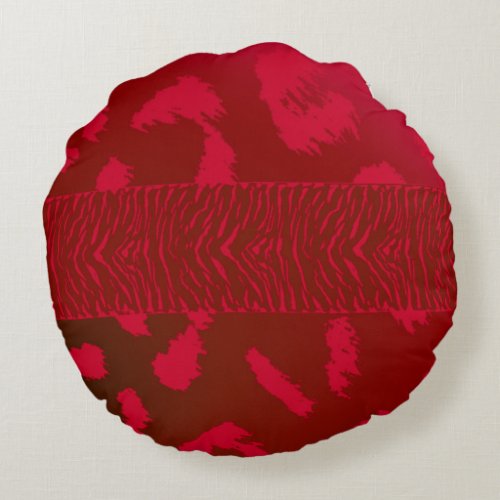 Red Wild Animal Pattern Round Pillow