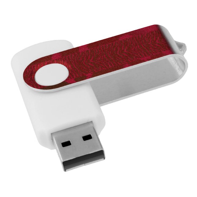 Red Wild Animal Pattern USB Flash Drive (Angled)