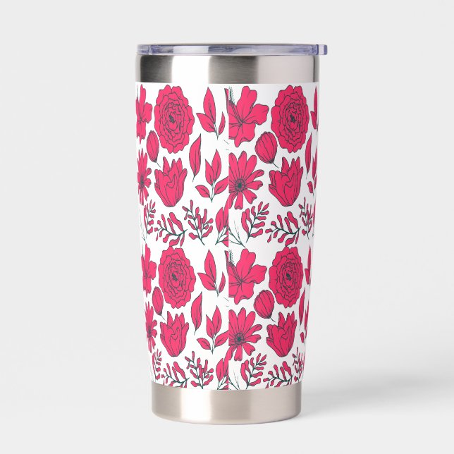Red wild flowers Scented Jar Candle Insulated Tumbler (Left)