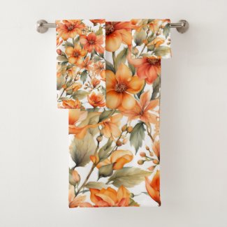Red Wild Flowers Watercolor Art 